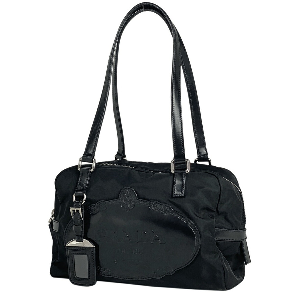 Prada Logo Tote Bag Boston Nero Black